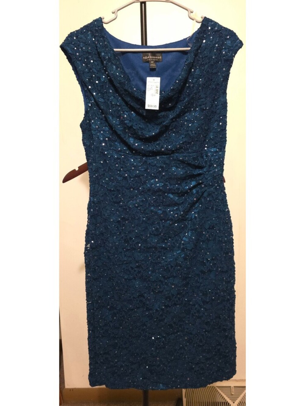 Connected Apparel blue sequin dress